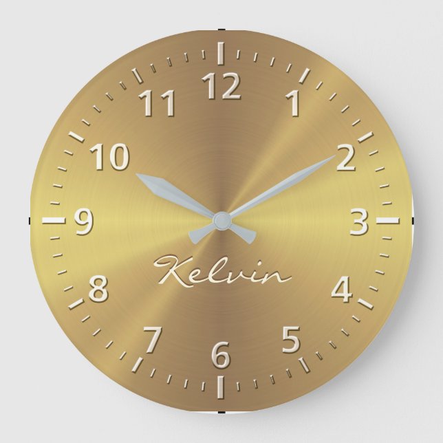Personalisierte Metallradialtextur Große Wanduhr (Vorderseite)