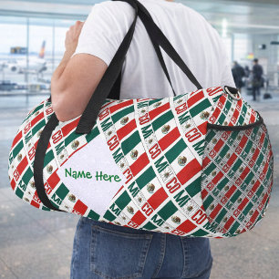 Personalisierte Mexiko-Fliesenflagge Reise Duffle Bag