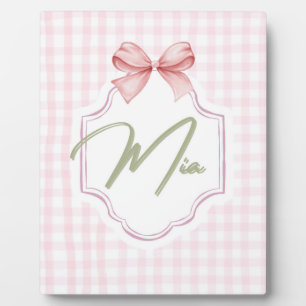 Personalisierte Mia Baby Mädchen Nursery-Schleife Fotoplatte