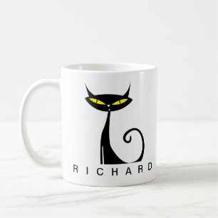 Personalisierte Mid Century Modern Atomic Schwarze Kaffeetasse