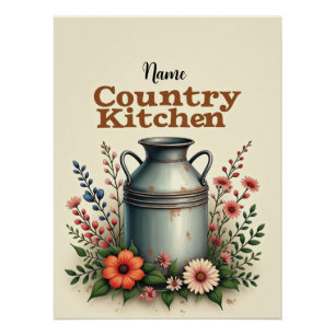 Personalisierte Milchkanne & Blume Canvas drucken Poster