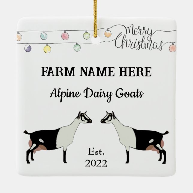 Personalisierte Milchziege Weihnachten Keramikornament (Rückseite)