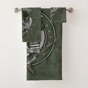 Personalisierte militärische Camouflage Soldat Sch Badhandtuch Set