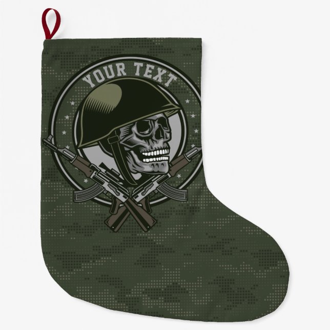 Personalisierte militärische Camouflage Soldat Sch Großer Weihnachtsstrumpf (Vorderseite)