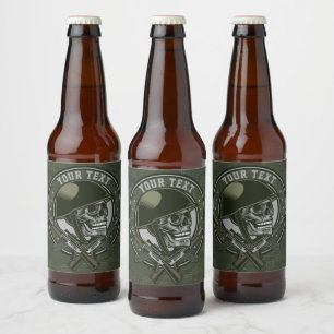 Personalisierte Militärkampfanzug-Soldatenschädel Bierflaschenetikett