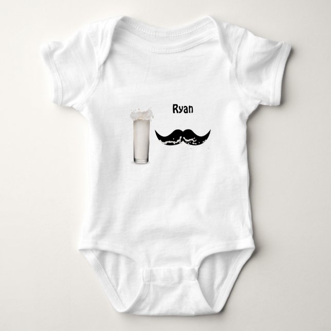 Personalisierte Milk Mustache Baby Strampler (Vorderseite)