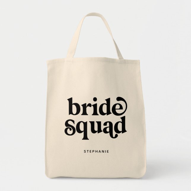 Personalisierte Minimal Bride Squad Tote Bag Tragetasche (Vorne)
