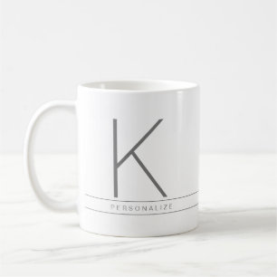 Personalisierte Minimal Moderne Grau-Weiße Monogra Kaffeetasse