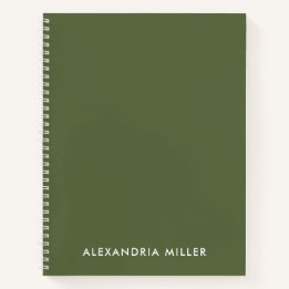 Personalisierte Minimal Olive Monogram Spiral Notizbuch