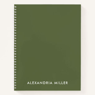 Personalisierte Minimal Olive Monogram Spiral Notizbuch