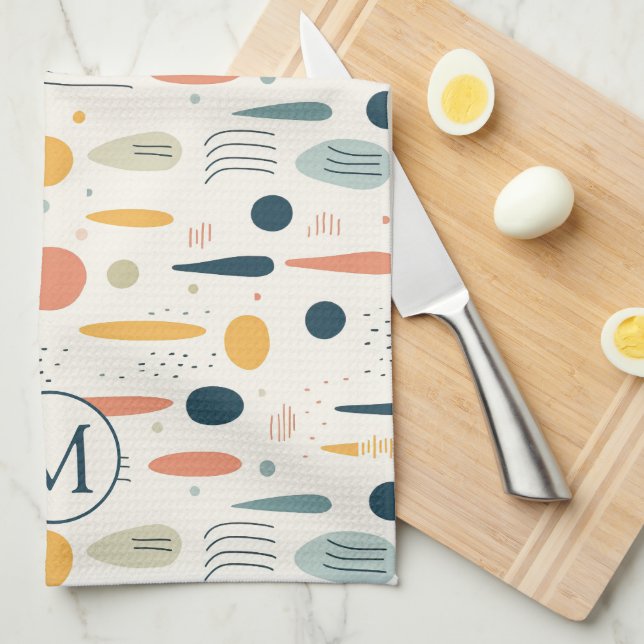 Personalisierte Minimale Abstrakte Boho Pastellfar Geschirrtuch (Viertel Falte)