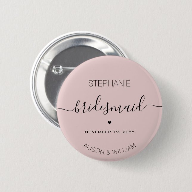 Personalisierte Minimalistische Bridesmaid kundens Button (Vorne & Hinten)
