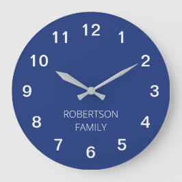 Personalisierte Minimalistische dunkelblaue Wall-U Große Wanduhr