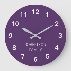 Personalisierte minimalistische dunkelviolette Wan Große Wanduhr