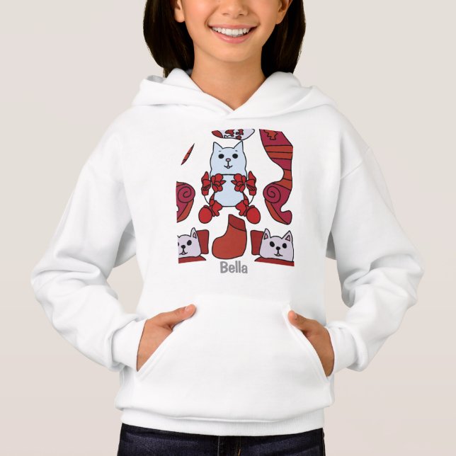 Personalisierte Minimalistische Ferienkatzen in St Hoodie (Vorderseite)