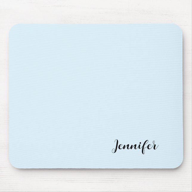 Personalisierte Minimalistische Girl Pastel Blue Mousepad (Vorne)