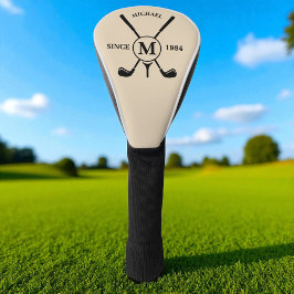 Personalisierte Minimalistische Golf Monogram Beig Golf Headcover