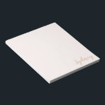Personalisierte Minimalistische Kalligrafie Name B Notizblock<br><div class="desc">Personalisierte Minimalistische Kalligrafie Name Blush Tan Notepad</div>
