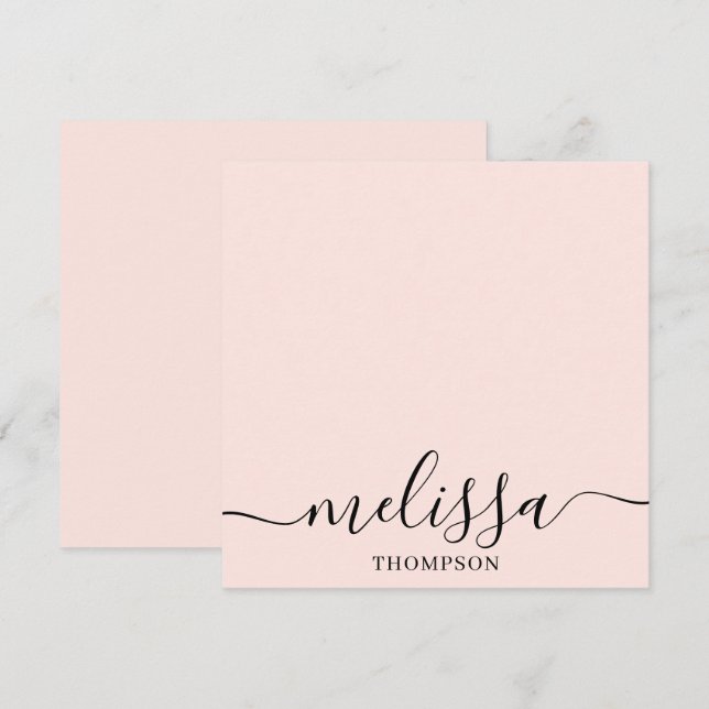 Personalisierte minimalistische Kalligrafieschrift Mitteilungskarte (Vorne/Hinten)