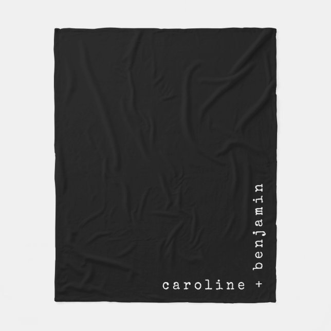 Personalisierte Minimalistische Paare Name Black Fleecedecke (Vorderseite)