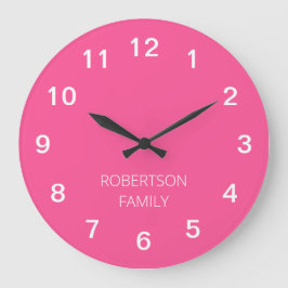 Personalisierte Minimalistische, rosa Wandleuchte Große Wanduhr