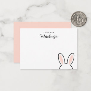 Personalisierte minimalistische süße Hasenohren Os Mitteilungskarte