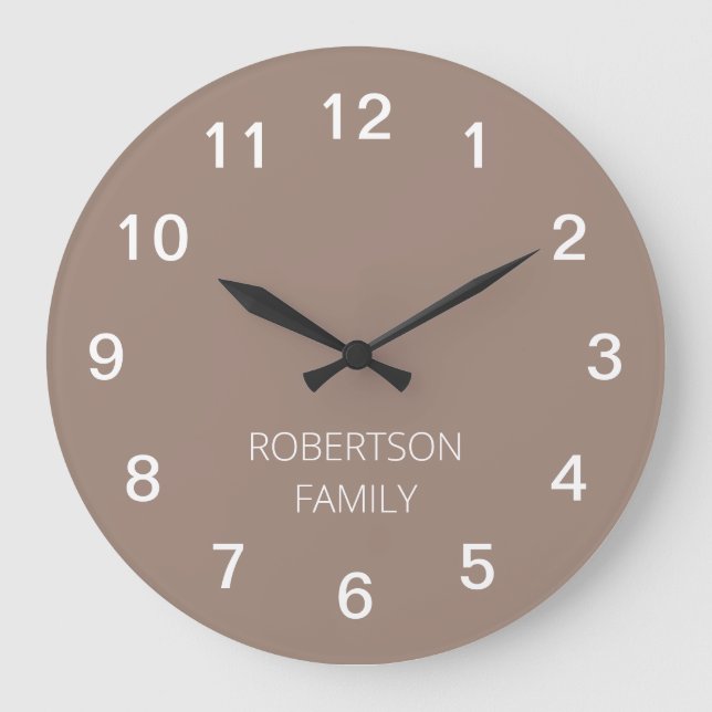 Personalisierte Minimalistische Tauernuhr Große Wanduhr (Vorderseite)