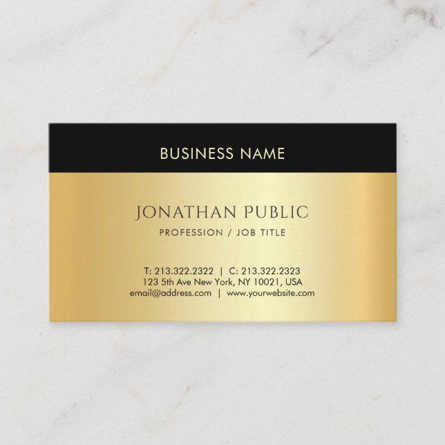 Personalisierte Minimalistische Vorlage für Gold L Visitenkarte (Vorderseite)