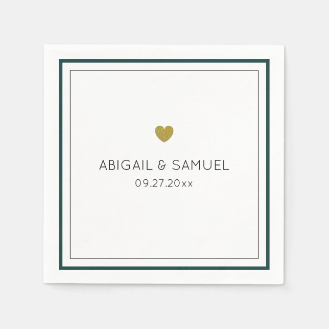Personalisierte Minimalistische Weiße Hochzeit Serviette (Vorderseite)