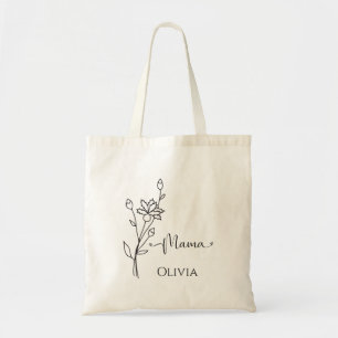 Personalisierte Minimalistische Wildblumen-Mama Tragetasche