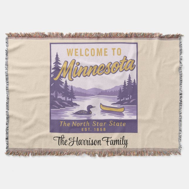 Personalisierte Minnesota-Wurfdecke Decke (Vorderseite)