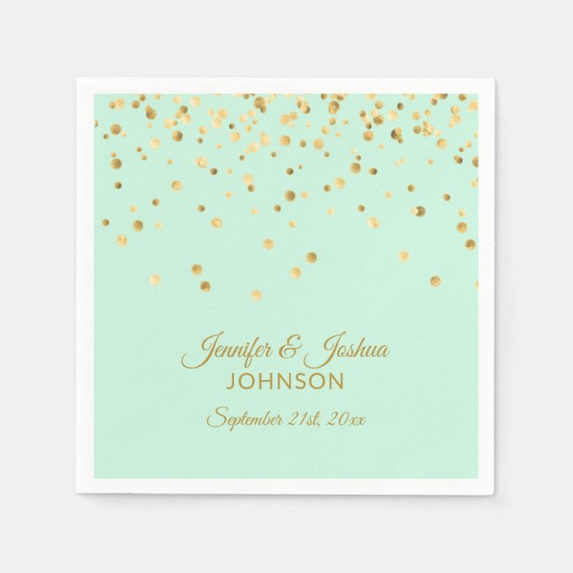 Personalisierte MINT green Gold Confetti Wedding Serviette (Vorderseite)