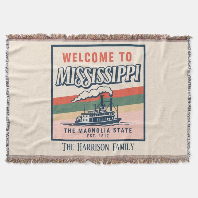 Personalisierte Mississippi-Wurfdecke Decke (Vorderseite)