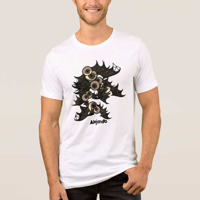 Personalisierte Mit Augen Niedliche Fledermäuse Tri-Blend Shirt (Vorderseite)
