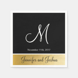 Personalisierte Mit Monogramm Black Gold-Hochzeit Serviette