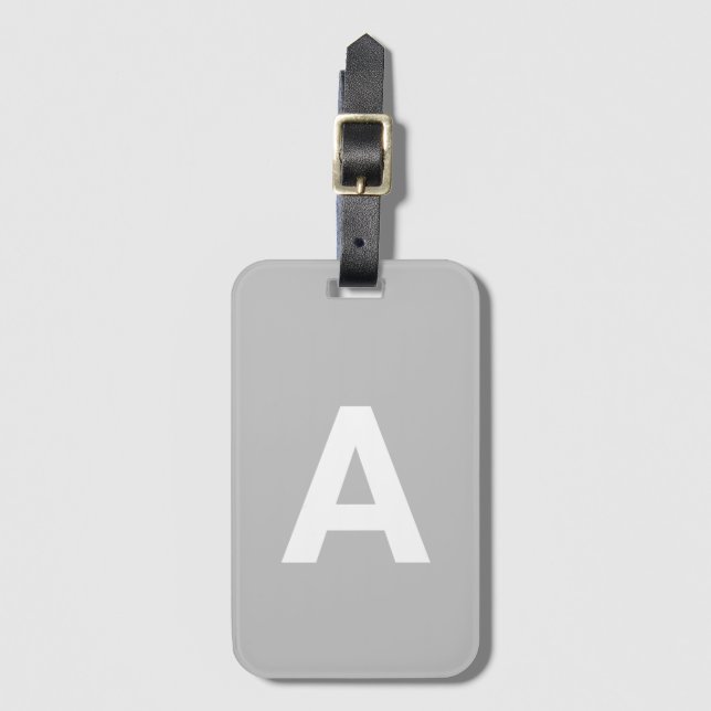 Personalisierte Mit Monogramm Einfache Moderne Gra Gepäckanhänger (Vorderseite Vertikal)