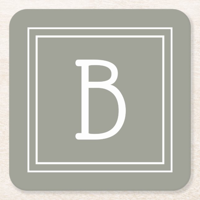 Personalisierte Mit Monogramm Farbe Grün/Weiß Rechteckiger Pappuntersetzer (Vorderseite)