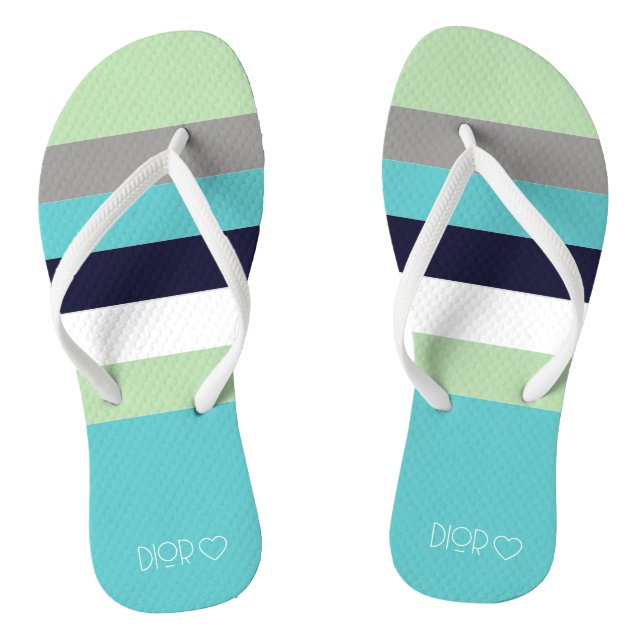 Personalisierte Mit Monogramm Farbstreifen Flip Flops (Fußbett)