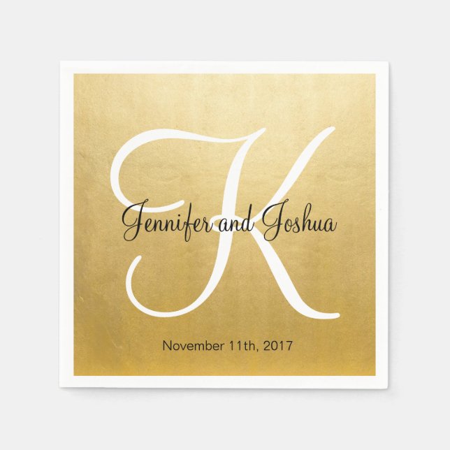 Personalisierte Mit Monogramm Goldfoileissehen Serviette (Vorderseite)
