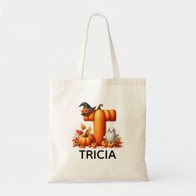 Personalisierte Mit Monogramm Halloween-Tasche Tragetasche (Vorne)
