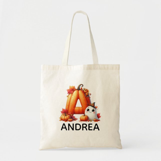 Personalisierte Mit Monogramm Halloween-Tasche Tragetasche (Vorne)