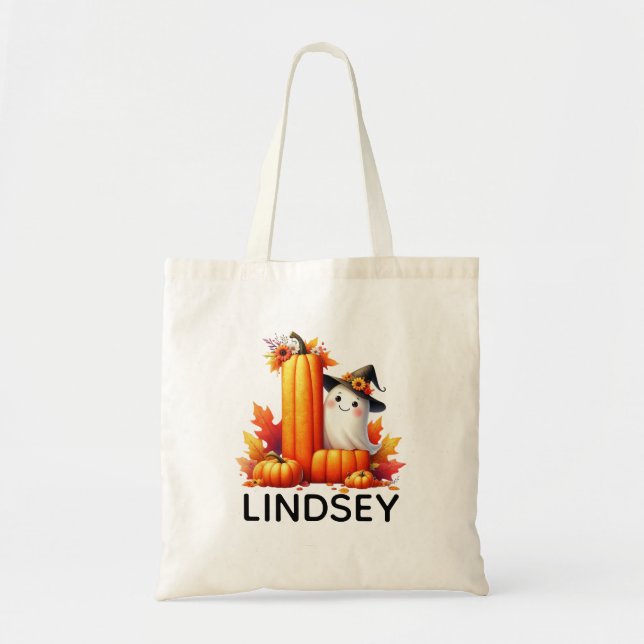 Personalisierte Mit Monogramm Halloween-Tasche Tragetasche (Vorne)