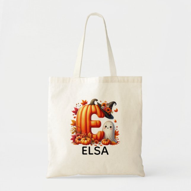 Personalisierte Mit Monogramm Halloween-Tasche Tragetasche (Vorne)