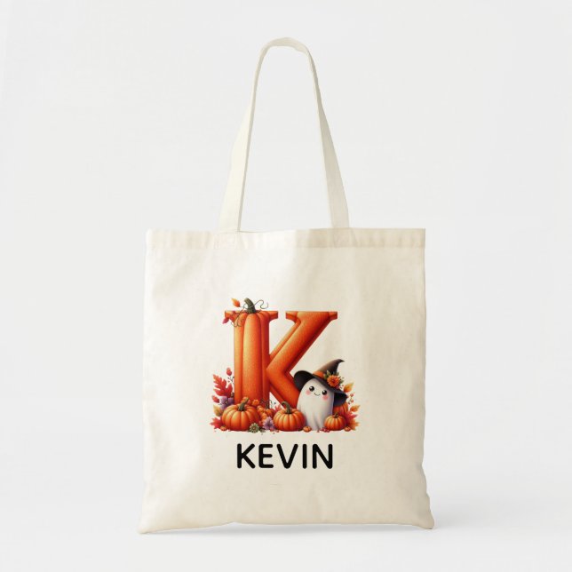 Personalisierte Mit Monogramm Halloween-Tasche Tragetasche (Vorne)