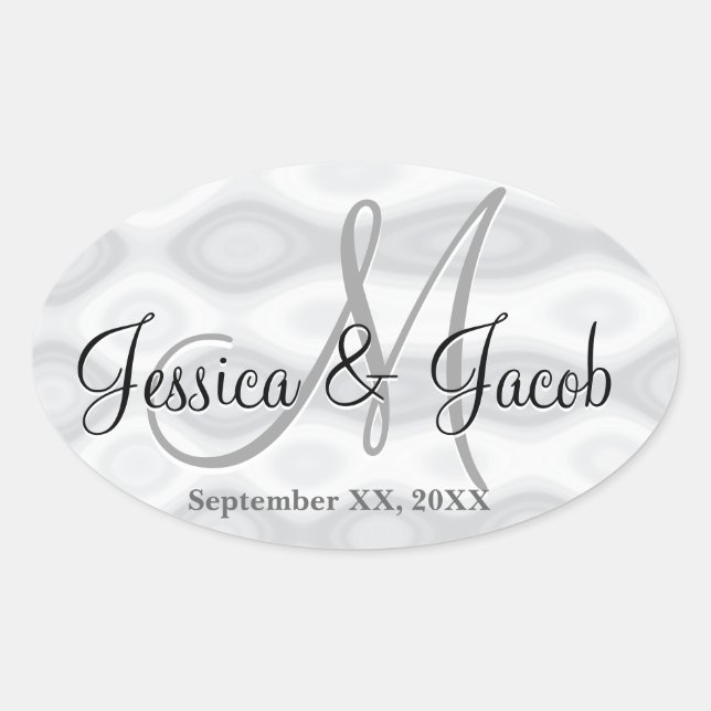 Personalisierte Mit Monogramm Hochzeitsticker Ovaler Aufkleber (Vorderseite)