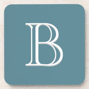 Personalisierte Mit Monogramm Initialtürkis & Weiß Getränkeuntersetzer