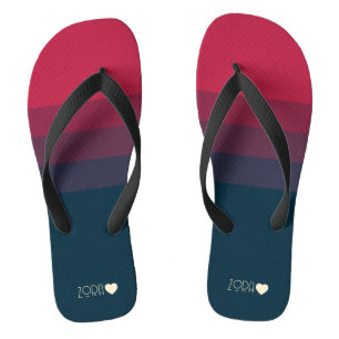 Personalisierte Mit Monogramm Rot- und Schwarz-Gra Flip Flops