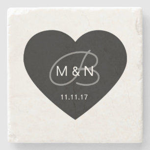 Personalisierte mit Monogramm schwarze Steinuntersetzer