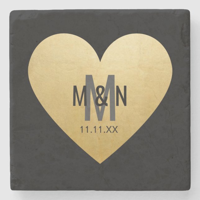 Personalisierte mit Monogramm Steinuntersetzer (Vorderseite)