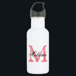 Personalisierte mit Monogramm Trinkflasche<br><div class="desc">Personalisierte mit Monogramm Hochzeitswasserflaschen. Vintager Namensanfangsbuchstabe mit stilvoller Skriptkalligraphietypographie für Namen. Nobler mit Monogramm Entwurf für rustikales Land Chic-Brautparty oder elegantes Hochzeits-Empfangs-Party. Personalizable mit Namen, Zitat oder tittle. Lassen Sie Ihre Selbst für Braut sein und das Gefolge der Braut; Juniorbrautjungfern, Trauzeugin, Matrone der Ehre, Mutter der Braut, Mutter des Bräutigams,...</div>